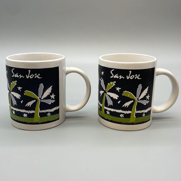 2 San Jose Palm Tree Coffee Tea Mugs Souvenir - Picture 2 of 9